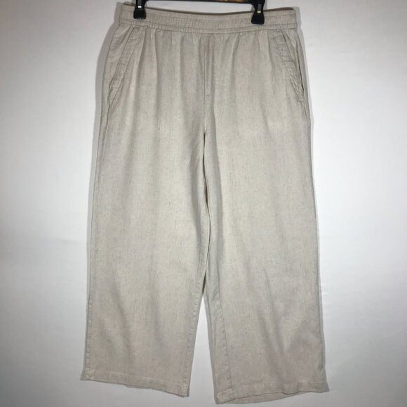 Old Navy Men's Medium Off-White Drawstring Linen Blend Wide Leg Casual Pants - Picture 1 of 9